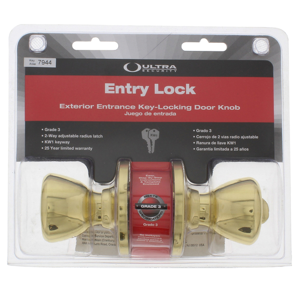 Ultra Hardware LOCK ENT PB K3 ADJ SQ CSTD 83952